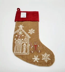 Pottery Barn Embellished Velvet Gingerbread House Stocking Christmas NEW - Picture 1 of 4
