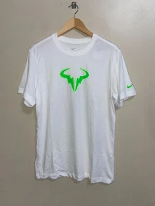 Nike Dri-FIT Rafa Nadal Tennis T-Shirt White Green DZ2639-100 Men's M-Tall NEW - Picture 1 of 6