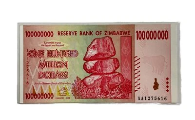 2008 Zimbabwe, 100,000,000 One Hundred Million Dollars - Image 1 of 2