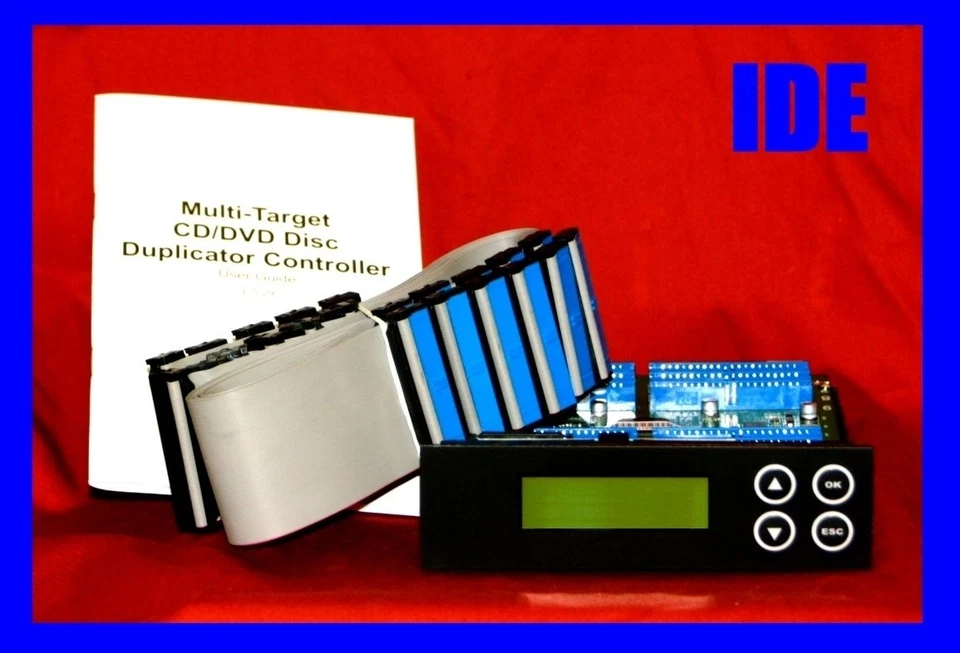 NEW!! 1-4 target IDE DVD CD duplicator controller with cables and booklet. - Image 1 of 1
