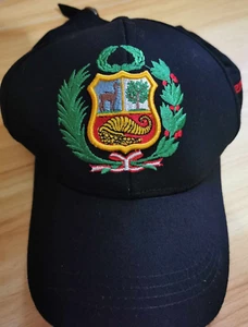 Cappello Peruviano Ricamato -Cappello Nazionale Perù- Cotone- Nero - Foto 1 di 5