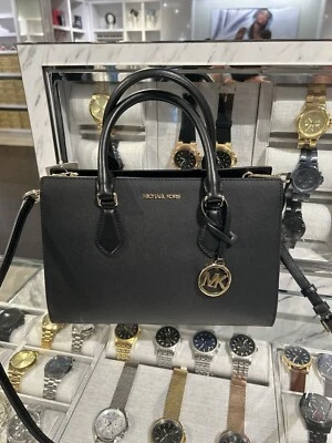 Nuevo Michael Kors Sheila Mediano Bolso de Mano Negro Cartera Mensajero Mujeres Foto 1 de 4
