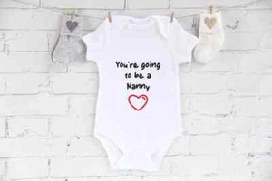 White Baby Grow-Pregnancy Announcement-You're Going To Be A Nanny-Baby Vest - Picture 1 of 14