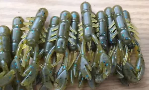2,75' DROP SHOT CRAW (CALABAZA VERDE/AZUL FLK) gusano fino, ajo hvy 15 quilates - Imagen 1 de 4