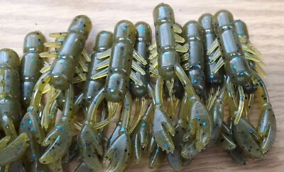 TEXJET 2.75' DROP SHOT CRAW (GREEN PUMPKIN/BLUE FLK) Finesse Worm , HVY GARLIC 15 CT