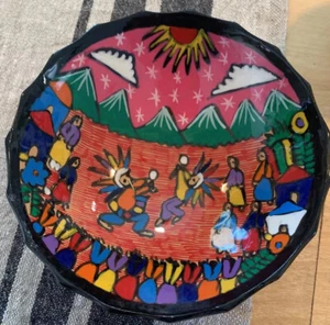 "Cuenco de patas poco profundas pintado a mano de 5,75"" rojo" - Imagen 1 de 3