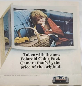Polaroid 1965 paquete de color cámara anuncio vintage 13 x 10 misma gran película - Imagen 1 de 1