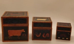 Bob's Boxes 3 Nesting Primitive Farmland - Picture 1 of 7