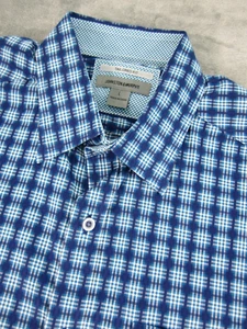Johnston & Murphy Men's Large Shirt Taylored Fit Blue Geometric Long Slv Preppy - Picture 1 of 11