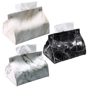 Leather Tissue Box Marble Print Box Desktop Tissue Box for Bathroom Toilet Home - Picture 1 of 15