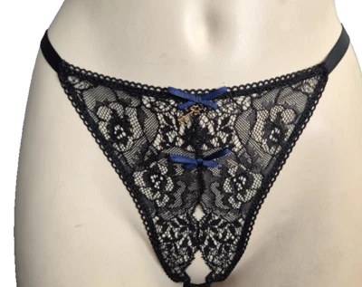Escora String Ouvert E215 Cleopha in S Gr.38 Schwarz Blau Spitze Elegant Glitzer - Bild 1 von 3