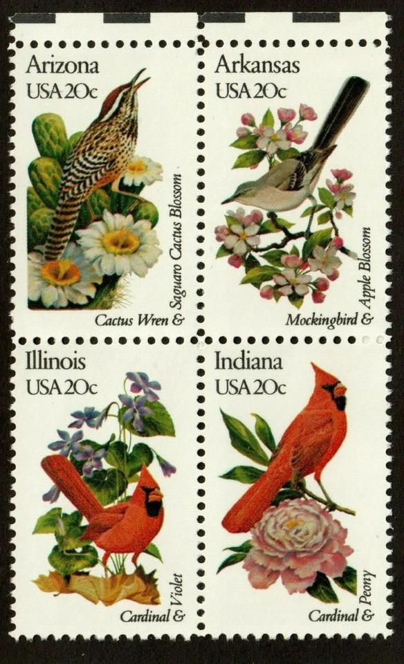 Scott 1955-1956, 1965-1966 20¢ State Birds & Flowers MNH Free Shipping!!! - Image 1 of 1
