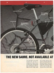 Bicicleta de montaña Murray Sabre anuncio vintage de 2 páginas - no disponible en todas partes - 1992 - Imagen 1 de 10