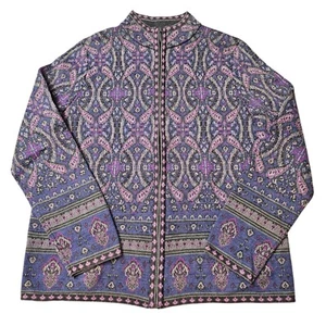 Pendleton Women's Small Merino Paisley Wool Full Zip Up Sweater Cardigan - Picture 1 of 10