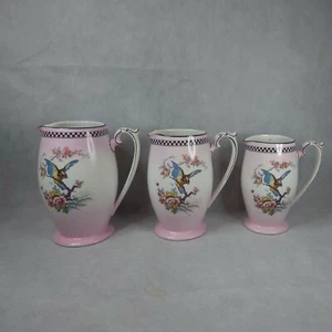 3 H & K Tunstall Circa 1930's Hand Painted 'Blue Bird' Art Deco Jugs - Picture 1 of 12