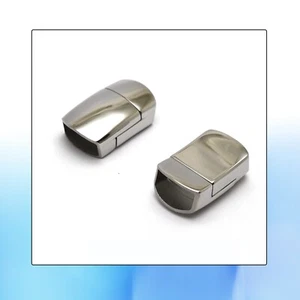 Stainless Steel Magnetic Clasp for Leather Bracelets - Shiny Silver 12x6 mm Hole - Picture 1 of 8