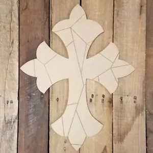 Mosaik Kreuz 33 Holz Kunst Handwerk, DIY Holz Buntglas Form Malen nach Linie - Bild 1 von 1