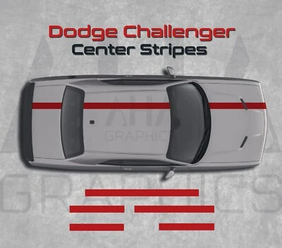 Calcomanías Dodge Challenger rayas centrales 3 versiones calcomanías superiores Foto 1 de 2