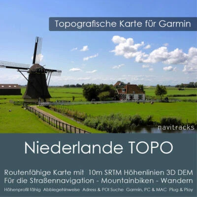 Niederlande Topo GPS Karte 10 Höhenlinien 4GB microSD Garmin Navi, PC & MAC - Bild 1 von 4