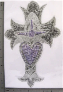 4 Pcs Big Rhinestone Iron On Hot Fix Faith Heart Cross IR021f - Picture 1 of 1