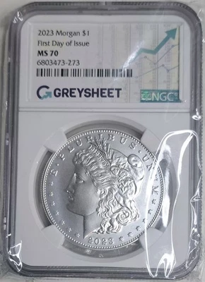 MS 70 NGC Morgan Silver Dollar $1 First Day of Issue. - Image 1 of 2