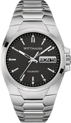 Wittnauer WN3044 Diamond Stainless Steel Silver Tone Day/Date Men's Watch NWT - Image 1 of 2
