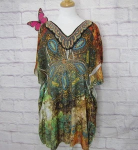 One World Beach Beaded Tunic Top size L - Picture 1 of 9