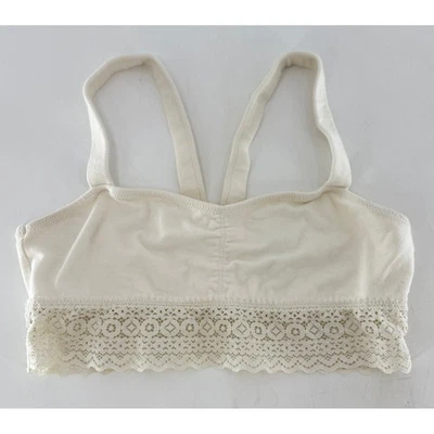 Aerie Lace Trim Bralette Top Ivory Cream Sz M Casual Comfy Y2K Vibes Boho - Image 1 of 4