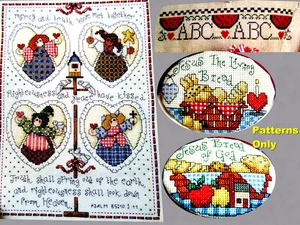 Country Peace Engel Sampler Calico Melonenband Jesus Brot KREUZSTICHMUSTER - Bild 1 von 14