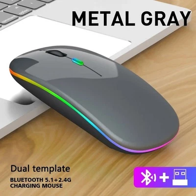 Wireless Bluetooth Dual Mode Mouse RGB Silent Rechargeable 1600DPI for PC Laptop - Image 1 of 4