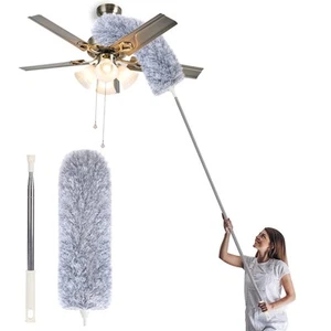 Microfiber Duster with Extension Pole,Washable Bendable Head Ceiling Fan Dust... - Picture 1 of 7