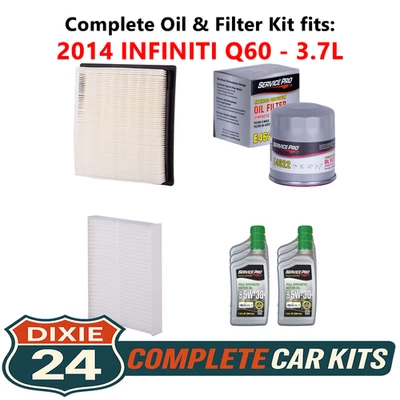 2014 INFINITI Q60 3.7L Complete Oil, Air & Cabin Filter Kit (5W-30) Foto 1 de 4