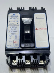 American MG-8704 Circuit Breaker 80 Amp Type NE CU-AL 240VAC 50/60HZ 3 Pole - Picture 1 of 8