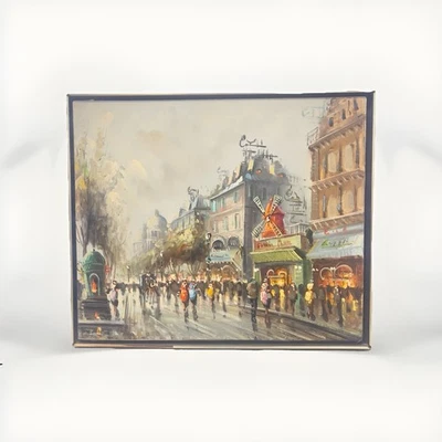 Garraud Paris Street Scene Moulin Rouge Original Oil Painting – Framed - Image 1 of 4