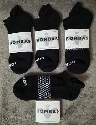 4 Pair Bombas Men's All-Purpose Performance Black Ankle Sock Size M US NEW - Image 1 of 3