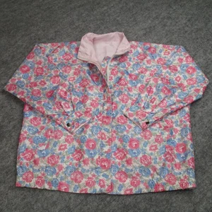 Vintage Playboy Jacke Damen groß rosa Blumen Wende Satin Windbreaker 90er - Bild 1 von 13