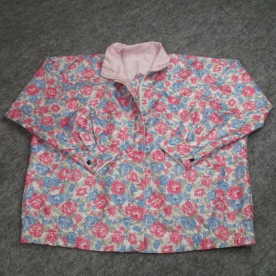 Vintage Playboy Jacket Womens Large Pink Floral Reversible Satin Windbreaker 90s - Image 1 of 4