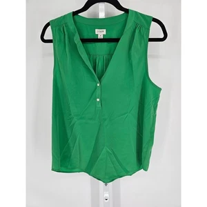 J Crew Womens Sz M Sleeveless V Neck Blouse Kelly Green - Picture 1 of 3