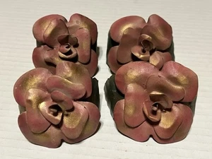 Audrey Metall Rose Serviettenringe Rosa Wohndeko Philippinen #65449 Vintage 4er Set - Bild 1 von 11