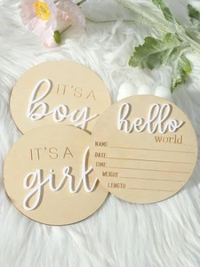 3pc Baby Announcement Sign Hello World Newborn Sign Birth Announcement Signs ... - Picture 1 of 6