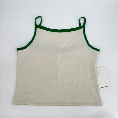 Lululemon Organic Cotton High-Neck Ringer Tank Top Athletic Green Trim XL - Image 1 of 3