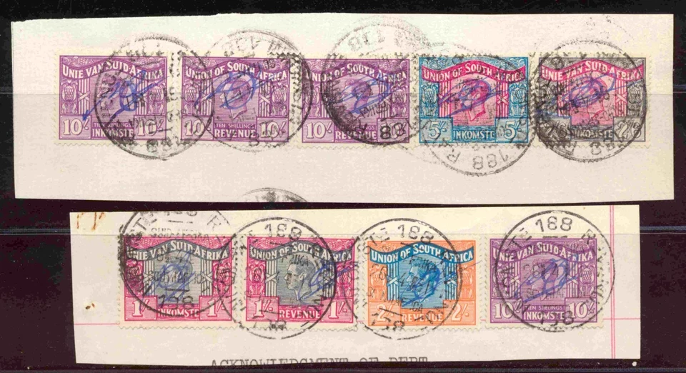 SUDÁFRICA 1946 KGVI INGRESOS A 10/USADO EN PIEZA A577 Foto 1 de 1