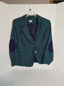 Joan Rivers Wms Sz 20W Knit Blazer Purple/Green Gathered Back Patches - Picture 1 of 9