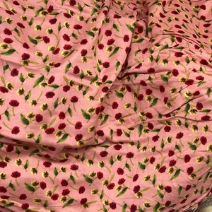 8m PINK Poppy Summer Dress VISCOSE Floral Fabric Flowers Blouse Skirt Maxi 54” - Picture 1 of 3