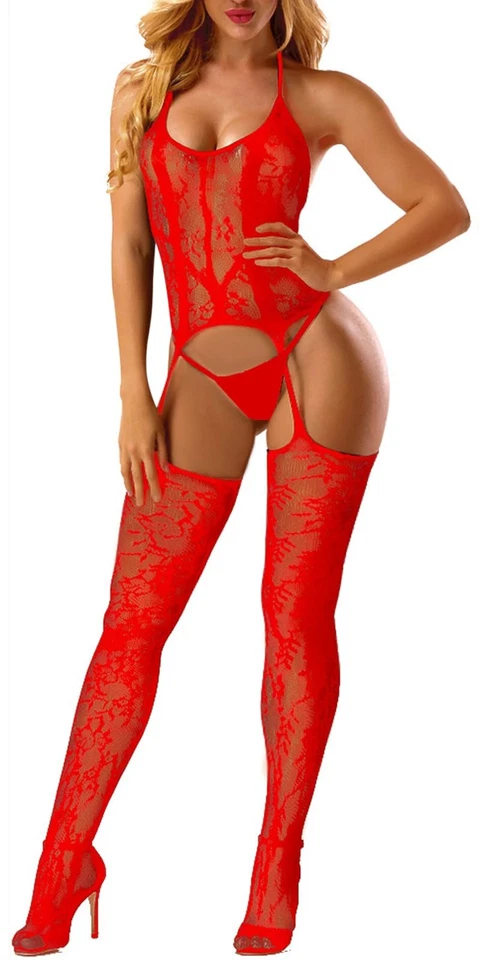 Lingerie Donna Babydoll Camicie da Notte Trasparente Intima Pizzo Halter - Immagine 1 di 4