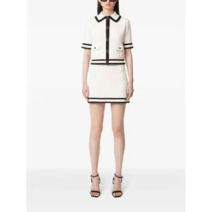 Nina Ricci Knitted Cotton Tweed Mini Skirt in Ecru Noir S - Picture 1 of 5