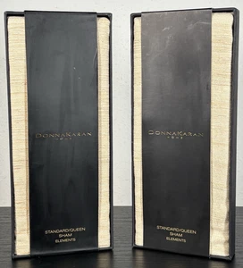 Donna Karan Standard Queen Shams Elements Natural Beige Textured Cotton Silk - Picture 1 of 15