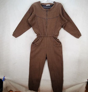 Vtg Christian de Castelnau Women Jumpsuit Brown Classic Tweed Ankle Pants Size S - Picture 1 of 24