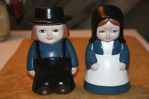 CERAMIC AMISH BOY & GIRL ... HAND PAINTED  5 1/2" TALL - Picture 1 of 8