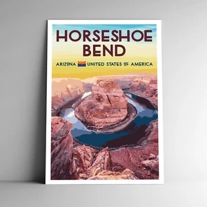Horseshoe Bend Travel Poster Postcard Arizona United States USA Multiple Sizes - Picture 1 of 4